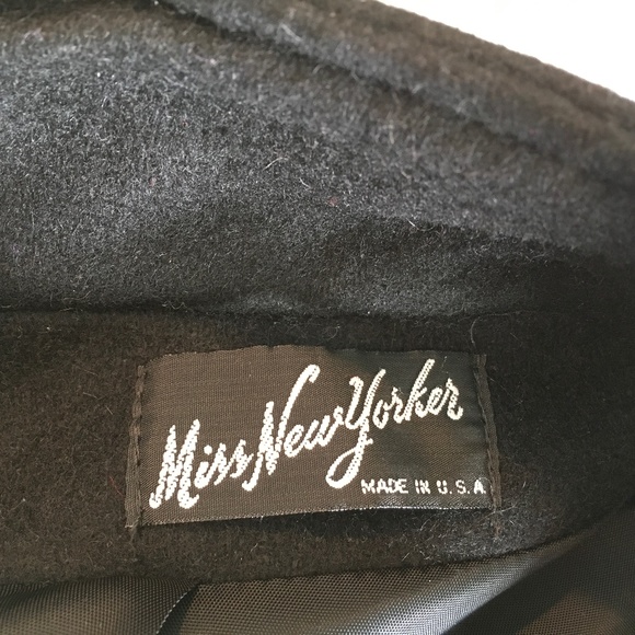 Vintage wool blend black petite swing coat with rhinestones on the shoulder area - Picture 7 of 8